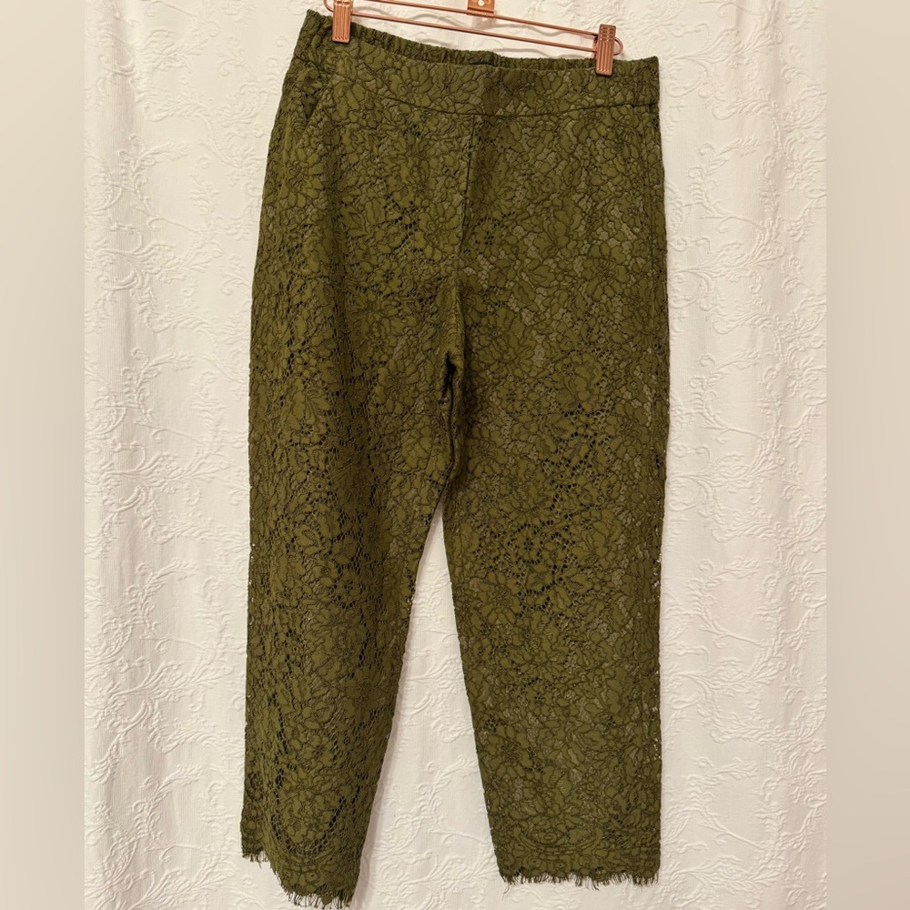 J Crew Olive lace crop pant 
23” inseam